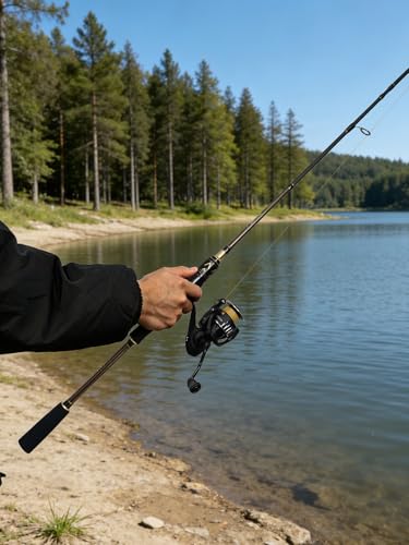 Jenseits Carbon Fiber Fishing Rod Series (6-12 Ft), Spinning & Casting Rods with Stainless Steel Ceramic Guides, Fast Action Fishing Pole for Bass, Trout, Walleye & Surf Fishing - size: 6'0"-Medium-Fast-Black, style: Spinning
