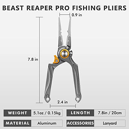 TRUSCEND Easy Use Lockable Fishing Pliers with Tungsten Carbide Cutter, Innovative Ergonomic Handy Handle, Saltwater Corrosion Resistant Teflon Coated Fishing Tool, Light Multi-Function Fishing Gear - color: D-gray