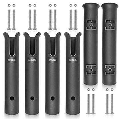 6 Tube Fishing Rod Holder Bracket Black Fishing Pole Holder with Screws for Garage Boat Cooler Trailer