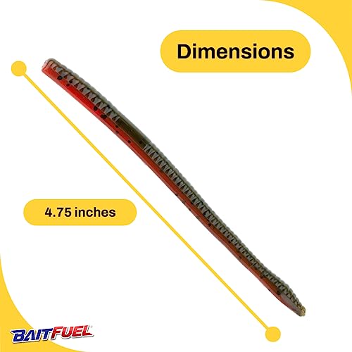 BAITFUEL Finesse Worm - color: Green Pumpkin TX Red
