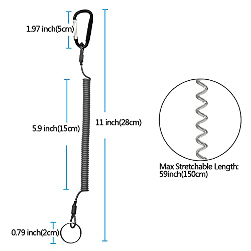 Retractable Tether Multi Colored Coiled Lanyard Fishing Lanyard Safety Rope 12pcs with Carabiner for Fishing Hunting Hiking Boating Camping Tools