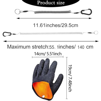 Fishing Gloves with Magnet Release, Fishing Lanyard, Puncture Resistant Fish Gloves for Handling, Taking Off Fish, Waterproof Fishing Accessories for Women Men
