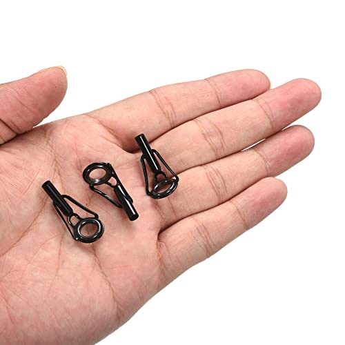 PATIKIL Tube Dia Fishing Rod Tips Repair Kit, Stainless Steel Black Guide Ring for Fishing - size: 3.6mm