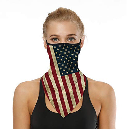 YAYOUREL Neck Gaiter Face Mask Bandanas for Men Women UV Face Scarf Cover Ear Loop Hole Facemask for Fishing Running Cycling - color: Red Gray Blue
