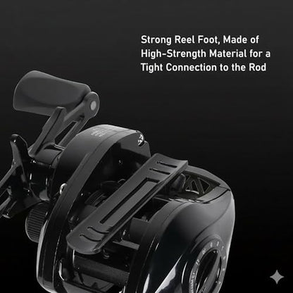 Metal + Nylon Baitcasting Reel - 7.2:1 High-Speed, Metal Spool, Dual Magnetic Brake, 8kg Drag, Long-Casting Anti-Backlash Lure Reel for Bass & Multi-Species Fishing - color: Black