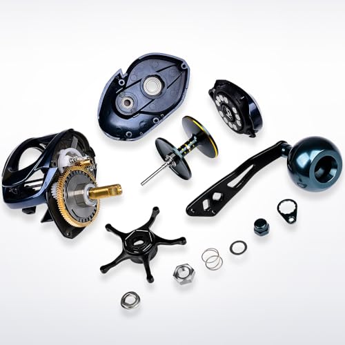 Baitcasting Fishing Reels - 500 Size Casting 6.5:1 Gear Ratio Speed Spool Baitcaster Reels - 6+1 BB Carbon Fiber Drag Magnetic Braking System Low Profile Saltwater Offshore Fishing Baitcasting Reel - style: Right Single Handle