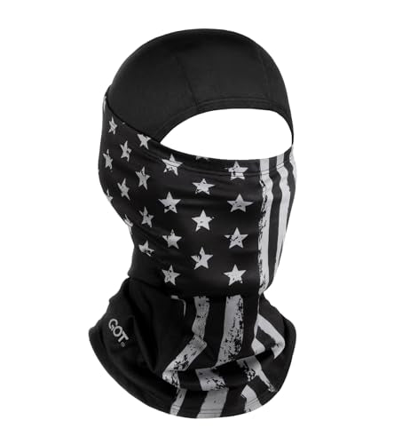 UPF 50+ Balaclava Ski Mask for Men Women - UV Face Mask Motorcycle Shiesty | Windproof, Breathable, Hinge Design, Full & Half Face Coverage, Fits Under Helmet, Snowboarding, Skiing - color: Black Flag