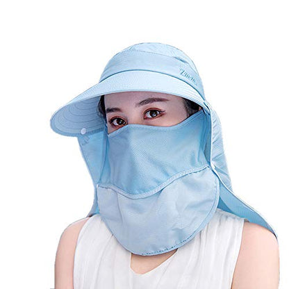 Outdoor UPF 50+ UV Sun Protection Waterproof Breathable Face Neck Flap Cover Folding Sun Hat for Men/Women - color: Blue
