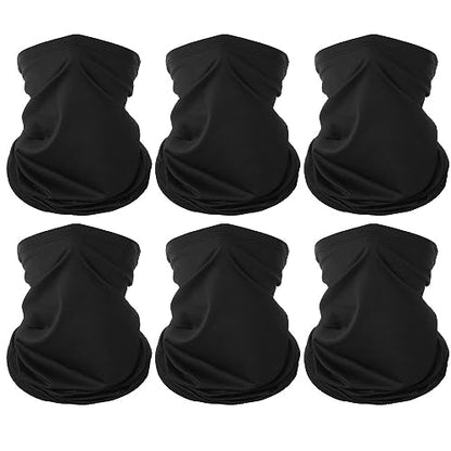 6 Pieces Summer Face Cover Scarf Mens Neck Gaiter For Men Women UV Protection Face Breathable Sun Protection Cycling Running - color: Black(6-pack)