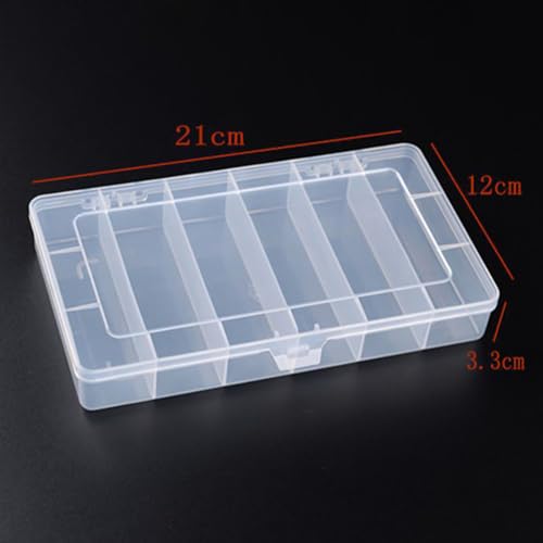 GSHLLO 2 Pcs 6 Grids Plastic Organizer Box Fixed Divider Storage Box Clear Bead Container Boxes Fishing Tackle Tray Boxes Nail Art Storage Case Small Jewelry Storage Cases for Art DIY