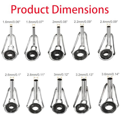 50 Pieces Fishing Rod Tip Repair Kit Rod Tips Kit Replacement for Freshwater Saltwater Rods Stainless Steel Ceramic Ring Guide Replacement Kit