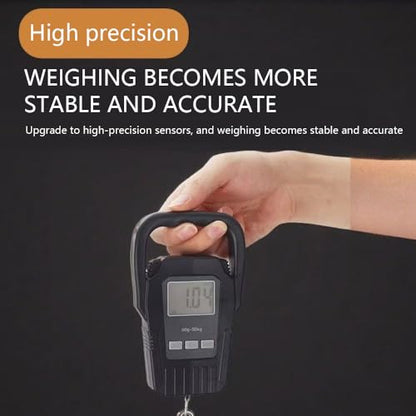 Digital Fish Scale Hanging Scale Fishing Scale, 110lb/50kg Luggage Scale,Fish Weighing Scale, Upgrade Large Handle & Backlit LCD Display, Black,Fishing Gifts for Men, Battery not Included