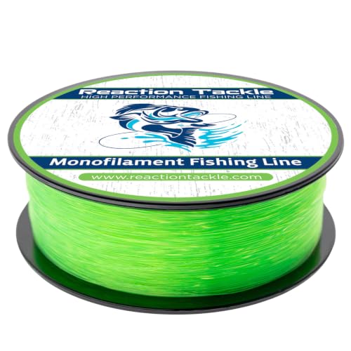 Reaction Tackle Monofilament Fishing Line - Premium Nylon Mono Line, Strong & Abrasion-Resistant, Low Memory for Smooth Long Casts - Freshwater & Saltwater - color: Hi Vis Green, size: 6lb (2400 Yards)