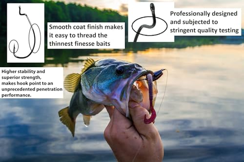 Angler's Grotto EWG Offset Shank Worm Hook | 15/25 Count Per Pack | Freshwater Saltwater Fishing Hooks | High Carbon Steel Extra Strength | Size #1#1/0#2/0#3/0#4/0#5/0 - size: Size #1, 15 Count