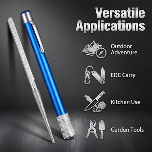 1Pc Retractable Diamond Sharpening Rod, Portable Serrated Knife & Fish Hook Sharpener with Pocket Clip for Outdoor Camping Fishing Hunting Kitchen