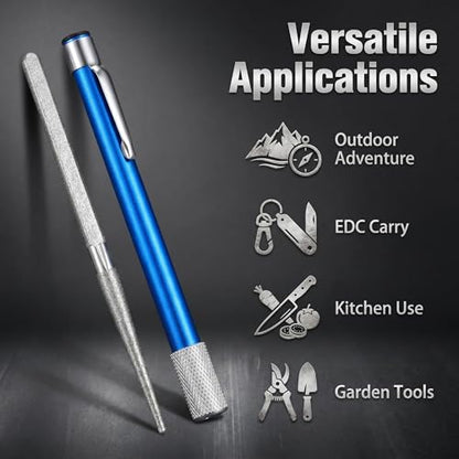 1Pc Retractable Diamond Sharpening Rod, Portable Serrated Knife & Fish Hook Sharpener with Pocket Clip for Outdoor Camping Fishing Hunting Kitchen