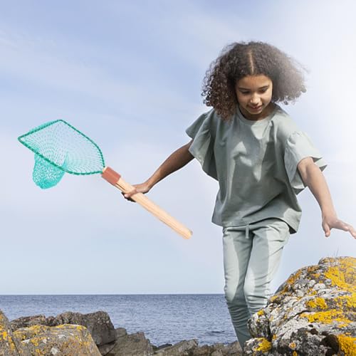 Wood Handle Fishing Net with Large Mesh, Wear-Resistant Portable Fish Catching Basket for Outdoor Carp and Trout Fishing, 30cm Wooden Frame Net for Anglers