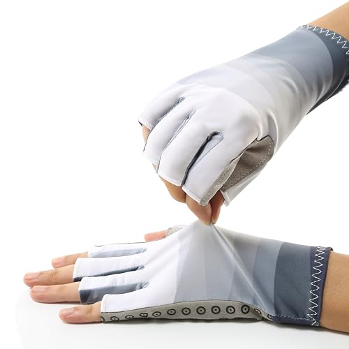 UPF 50+ Sun Gloves Uv Protection,Fingerless Men Women Gloves for Fishing Glfing Kayaking Hiking Sailing Driving - color: Grey, size: Large-X-Large