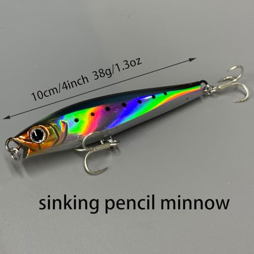 Ocean Fishing Minnow Lures 3pcs | High-Index Plastic Jerkbait Swimbaits for Bass & Trout - color: AH1038C-4'' 1.3oz