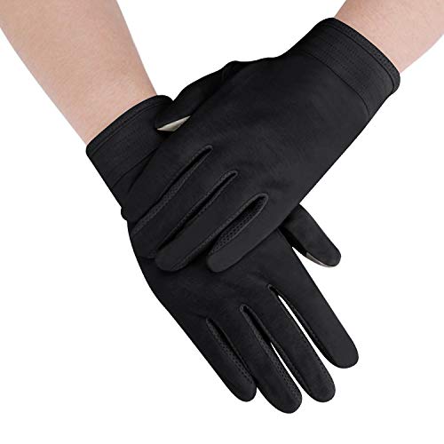 JIAHG Women Men's Driving Gloves Summer UV Sun Glove Non Slip Touchscreen Cotton Gloves Outdoor Sunblock Mittens for Cycling - color: Cotton-black Full Finger