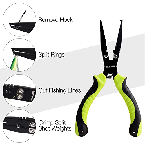 kaba Fish Lip Gripper with Scale, 40 Pound Stainless Steel Fishing Gripper Professional Fishing Lip Grabber Tool, Fish Grabber Clip Fish Control Tackle - color: Set-Green