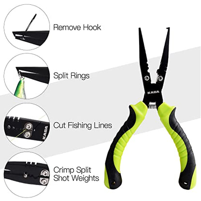 kaba Fish Lip Gripper with Scale, 40 Pound Stainless Steel Fishing Gripper Professional Fishing Lip Grabber Tool, Fish Grabber Clip Fish Control Tackle - color: Set-Green