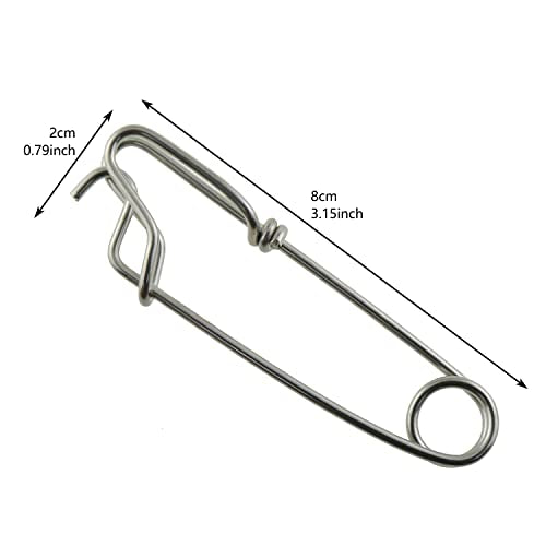10pcs Longline Snap Clips 8x2cm Stainless Steel Tuna Clips for Floats Tuna Fishing Line Fishing, Closed Eye Pin