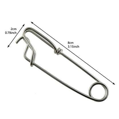 10pcs Longline Snap Clips 8x2cm Stainless Steel Tuna Clips for Floats Tuna Fishing Line Fishing, Closed Eye Pin