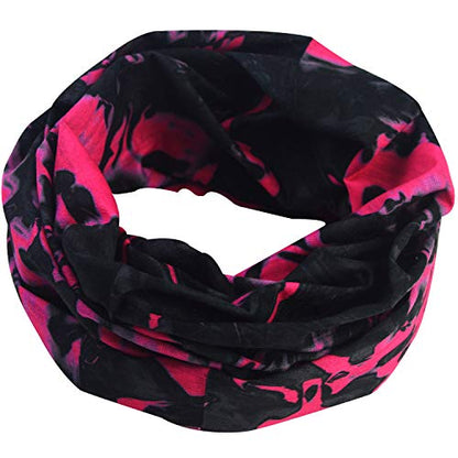 Obacle Seamless Face Mask Rave Bandana Men Women for Dust Sun Wind Protection - color: Black Pink Multicolor