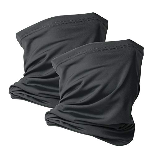 VULKIT 2 Pack Neck Gaiter Face Mask Scarf Reusable Bandanas Tube UV Protection Balaclava Outdoor Sport for Men and Women - color: Dark Grey
