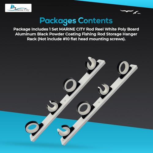 MARINE CITY 4-Rod Reel Fishing Rod Storage Hanger Rack with White Poly Board – Aluminum Black Powder Coating, Ideal for Marines, Boats, Vans, and Cars (Pack of 1) - color: 4 Rod (Aluminum, Black)