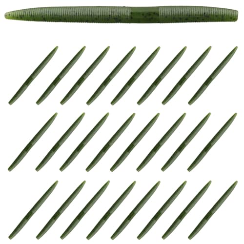 Reaction Tackle Wacky Worms, 5.5 Inch Salt Impregnated Soft Plastic Stick Bait Bass Fishing Lures for Finesse, Wacky, Neko, Texas and Carolina Rigs, 24 Pack - color: Watermelon