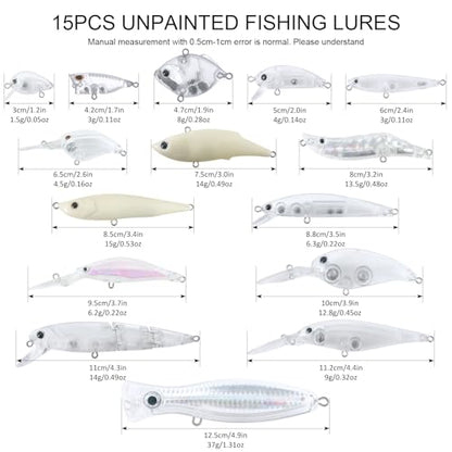 207Pcs Unpainted Fishing Lures Making Kit DIY Lure Blanks | DIY Jerkbait Crankbaits Minnow Hard Bait Set Include Treble Hook Split Rings Lure 3D Eyes Stickers