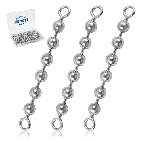 OROOTL Fishing Bead Chain Swivels, 20/40pcs Fishing Swivels Stainless Steel High Speed Trolling Swivels Catfish Swivel Fishing Balls Chain Swivels Fishing Tackle for Freshwater Saltwater - style: 3/16''(4.5mm)-40pcs