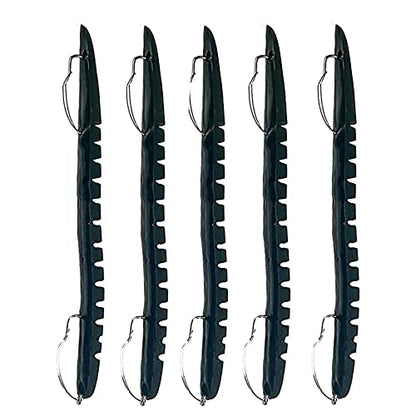 DeLong Lures – Made in USA 6" Bass Fishing Worms, Pre-Rigged Weedless & Unrigged Soft Plastic Baits, Anise-Scented Durable Lures for Freshwater & Saltwater - color: Black