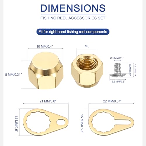 Fishing Reel Screw Nut Caps, Right Handle Locking Plate Nut Replacement Part - color: Champagne Gold, size: M8