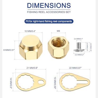 Fishing Reel Screw Nut Caps, Right Handle Locking Plate Nut Replacement Part - color: Champagne Gold, size: M8