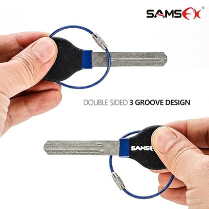 SAMSFX Fishing Hook Sharpener Hook File for Fishing Diamond File with Handle Portable Double Sided Fine and Medium Grits for Men - color: Black/Blue
