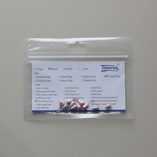 10 Pieces 3.0-6.0mm Teardrop Tungsten Ice Jig - color: TG05 Pink Navy Tiger Glow, size: TIJ02 3MM 10PCS