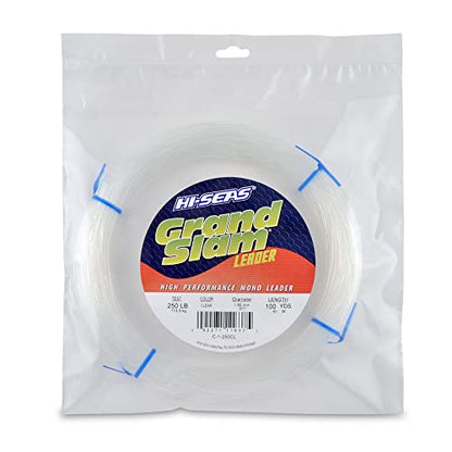 HI-SEAS Grand Slam Monofilament Fishing Leader - Superior Strong Clear Black, for Freshwater & Saltwater Big Game Bottom Fishing, Trolling - color: Clear, style: 100 Yd, 250 Lb, .071 in / 1.80 Mm