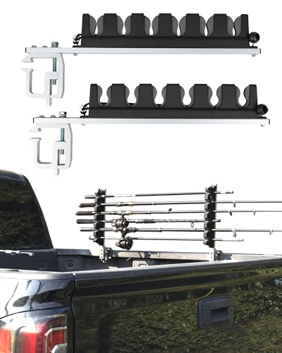 Aluminum Fishing Rod Holder for Truck Bed Holds 4 Fishing Rods, Truck Bed Fishing Rod Holder for Pickup, Gift for Truck Owners, Fishing, Outdoors, Dad, Family