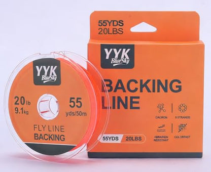 YYKBlueSky Fly Fishing Line Combo, 100ft WF5F Weight Forward Floating Fly Line, 55yds 20lbs Backing Line, 9ft Tapered Leaders 4X/5X/6X, 30m Nylon Tippet 4X/5X/6X Complete Kit