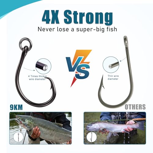 9KM DWLIFE Circle Hooks 4X 25Pcs Strong Corrosion-Resistant High-Carbon Steel Fishing Hooks with Ring for Catfish, Bass Saltwater Circle Hooks - size: 2/0#
