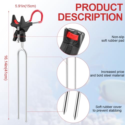 Lenwen 4 Pieces Fishing Rod Holders for Bank Fishing Upgraded Stainless Steel Fishing Pole Holders 360 Degree Adjustable Fishing Rod Stand for Men Father Beach Fishing Equipment Birthday Gift