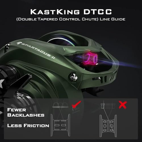 KastKing Spartacus II Baitcasting Fishing Reel, 6oz Ultralight Baitcaster Reel, Super Smooth with 17.6 LB Carbon Fiber Drag, 7.2:1 Gear Ratio, 39mm Palm Perfect Lower Profile Design - color: A:Right-Stryker Green-7.2:1