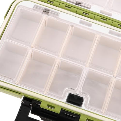 Fishing Tackle Box Large Waterproof Green – Portable Lure Storage Container with Bait Keeper and Fishing Gear Organizer for Freshwater and Saltwater Anglers