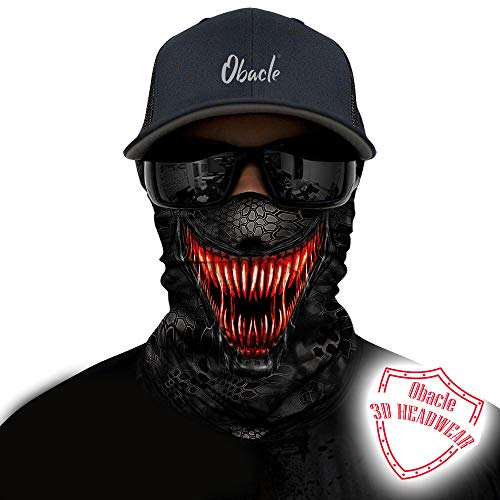 Obacle Bandana Face Mask Neck Gaiter Tube Mask Men Women for Sun Dust Protection - color: Teeth Red Black Face Mask