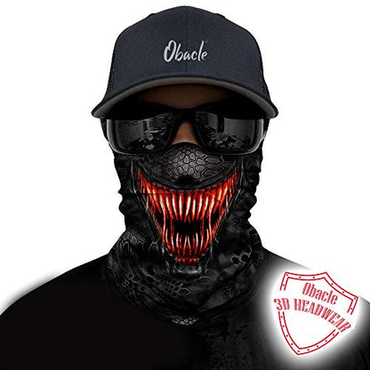 Obacle Bandana Face Mask Neck Gaiter Tube Mask Men Women for Sun Dust Protection - color: Teeth Red Black Face Mask
