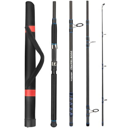 THKFISH 4 Piece/5 Piece Saltwater Travel Rod, Heavy Spinning Fishing Rod Portable Travel Surf Rod Carbon Fiber Saltwater Boat Fishing Rod 6’9”/7’9”/8’9” with Case Bag for Seawater Fish