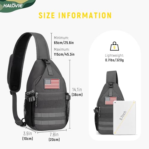 HALOVIE Anti-theft Sling Backpack RFID Crossbody Travel Daypack | Lightweight, Molle, Phone Pack, Hiking Trip Daily Use One Shoulder Bag, EDC Tactical Chest Side Pack Gift for Men - color: Gray